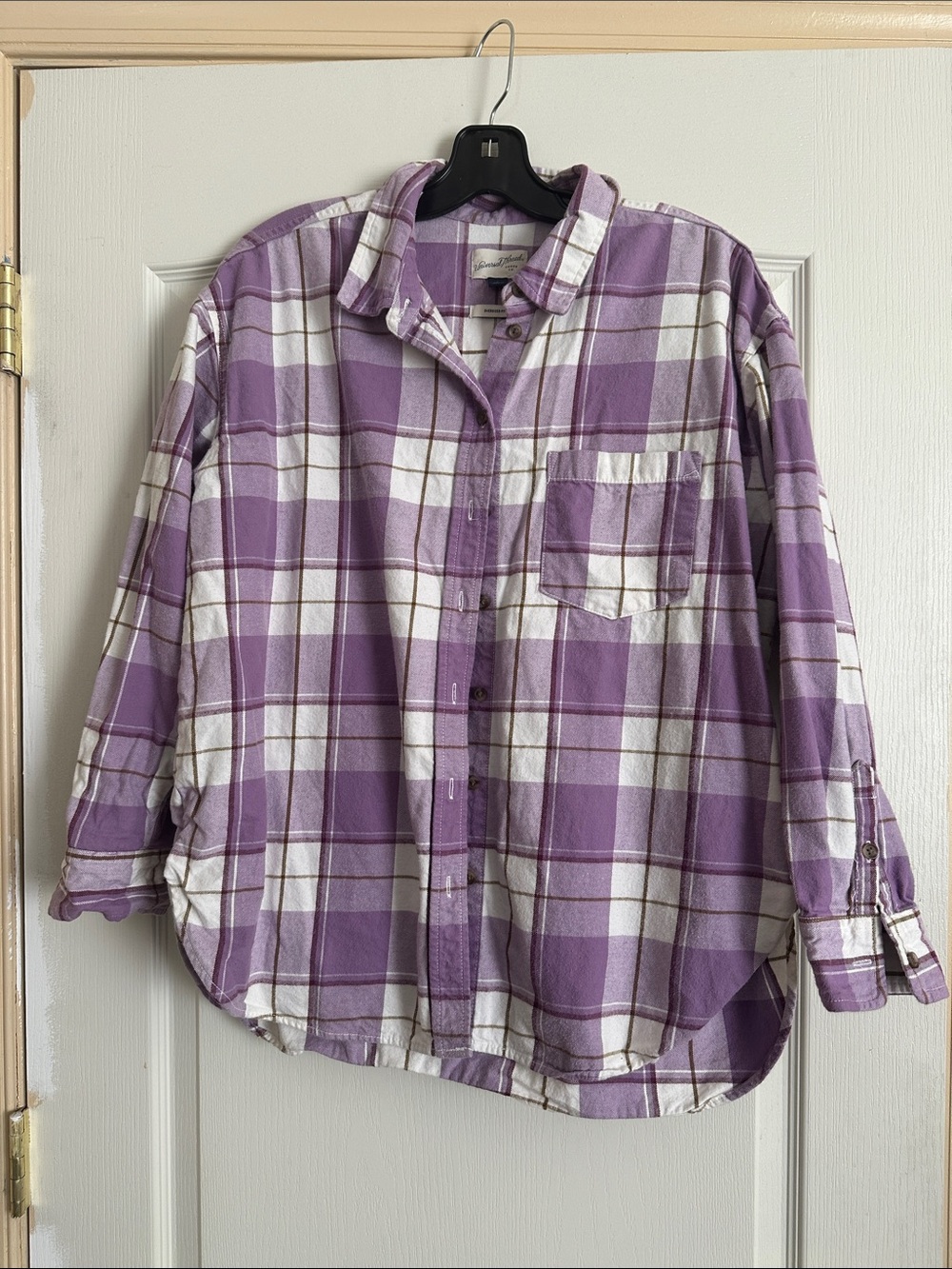 UNISEX heavy warm  lumberjack flannel Lavender and White Plaid Button-Up Shirt